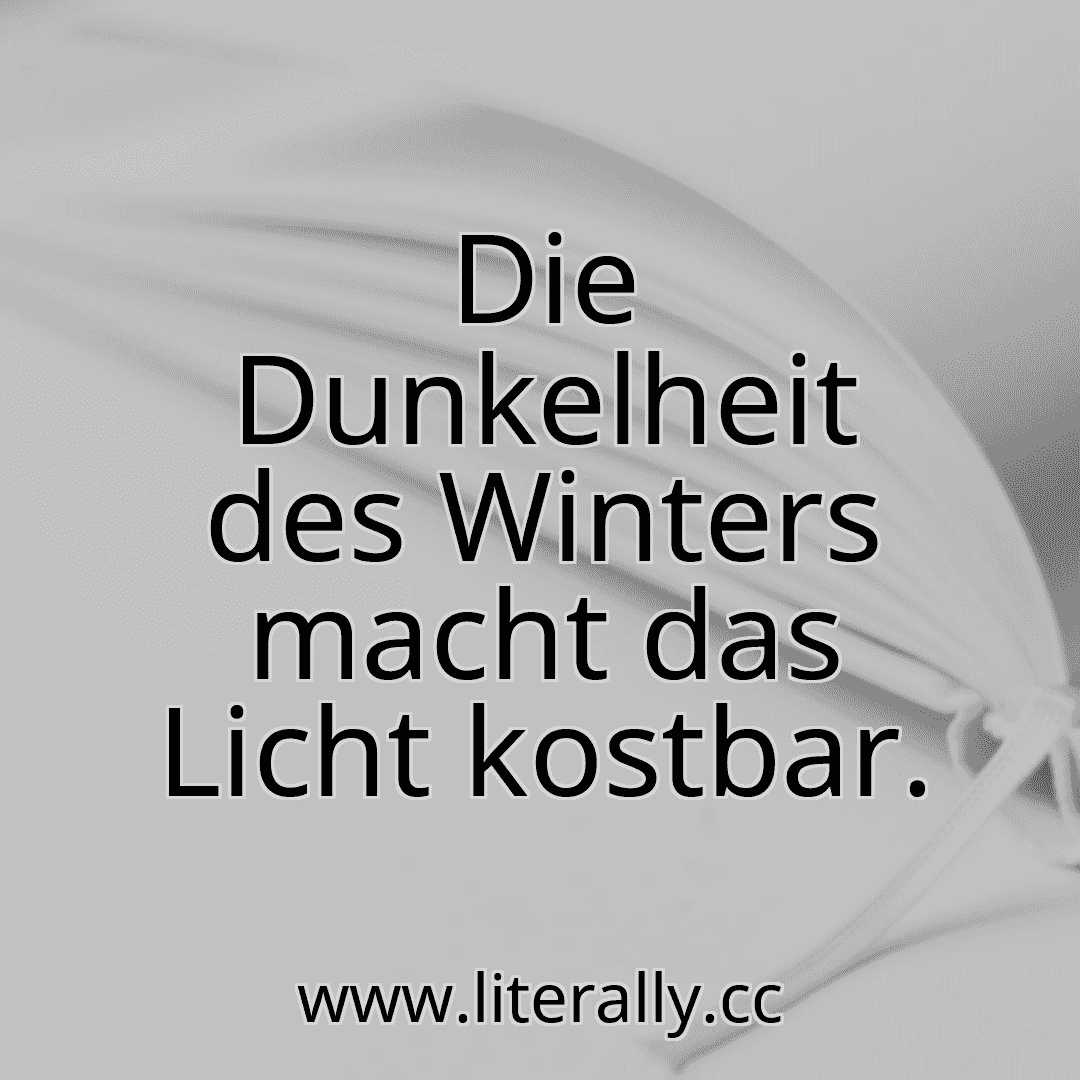 Die Dunkelheit des Winters macht das Licht kostbar.
