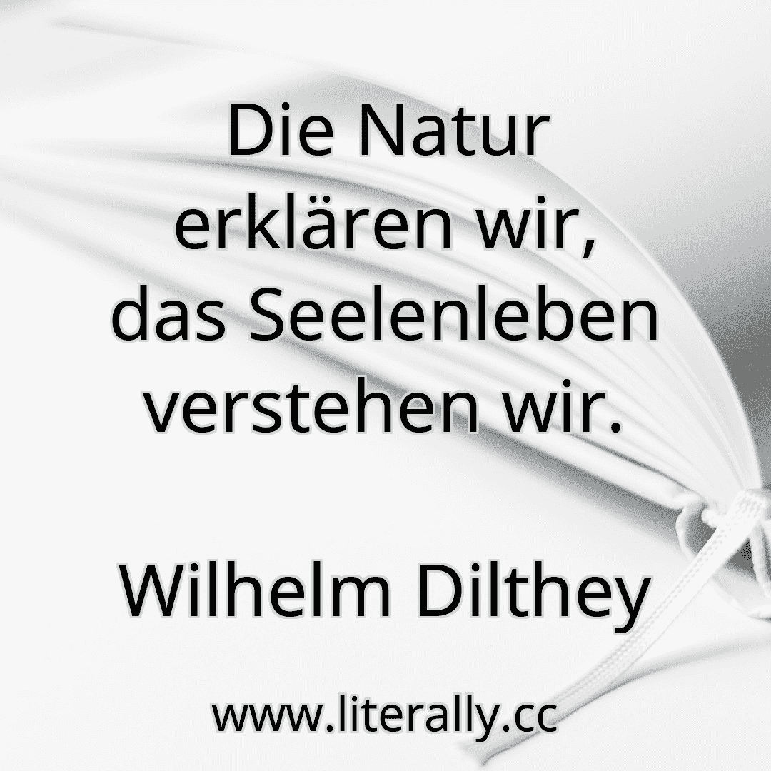 Die Natur erklären wir, das Seelenleben verstehen wir.
Wilhelm Dilthey

