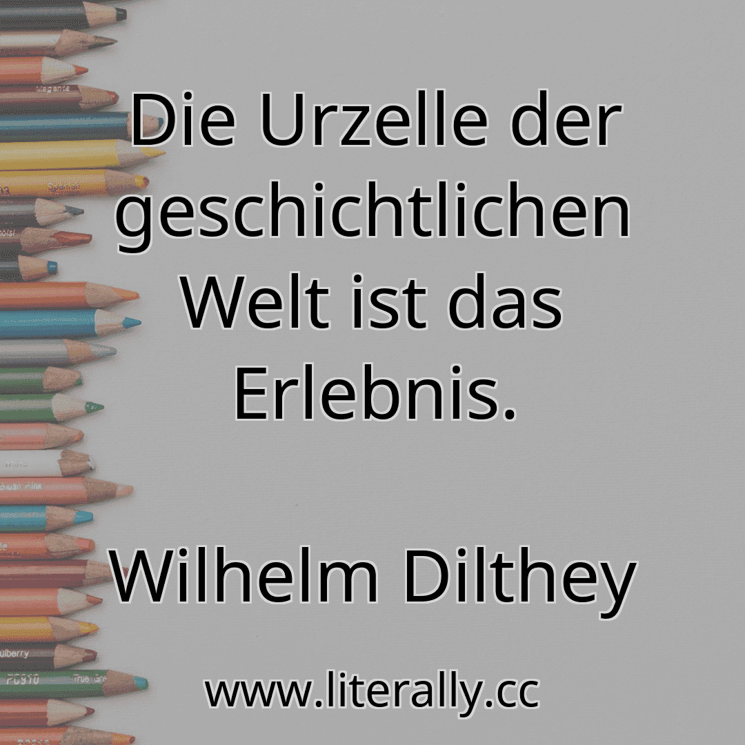 Die Urzelle der geschichtlichen Welt ist das Erlebnis.
Wilhelm Dilthey

