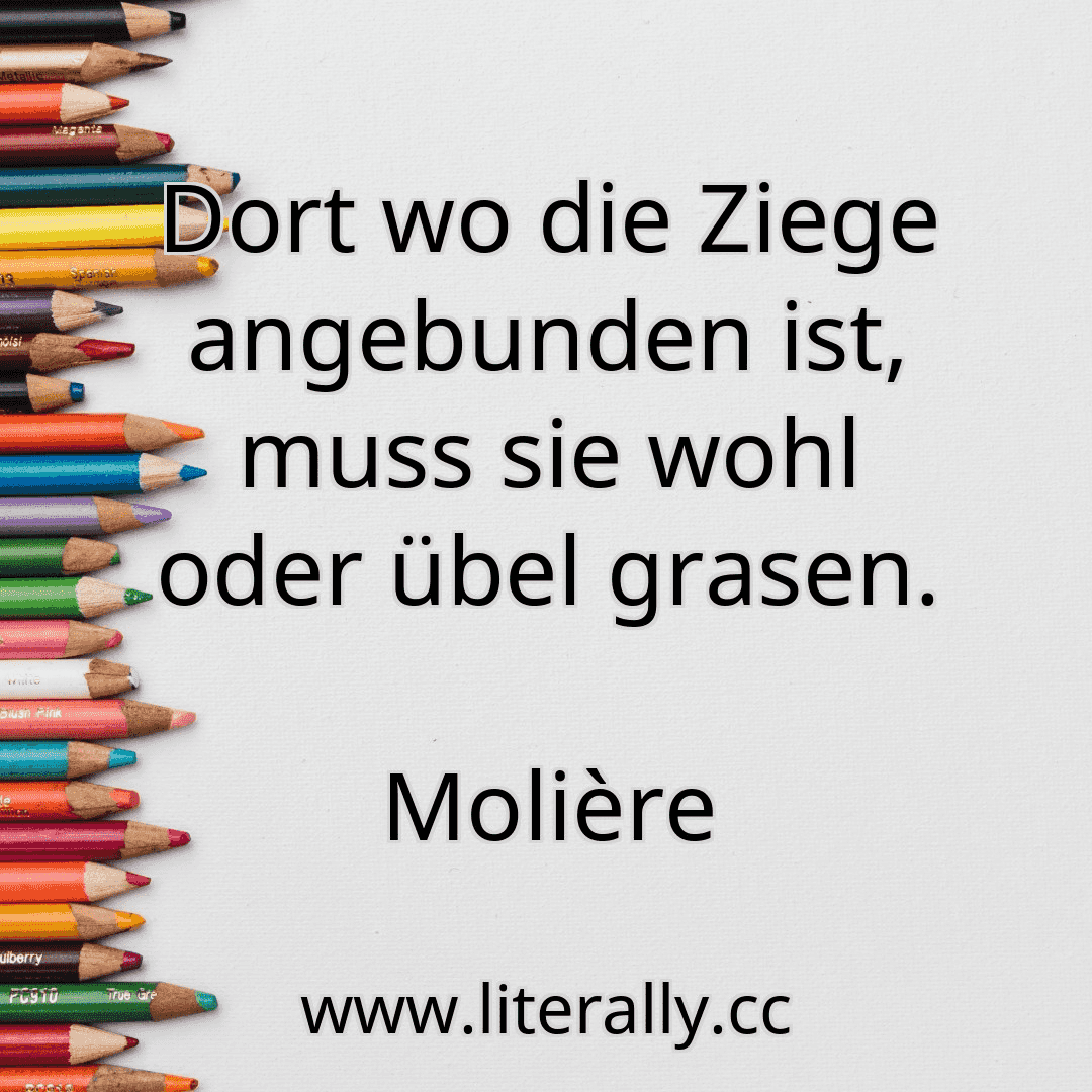 Dort wo die Ziege angebunden ist, muss sie wohl oder übel grasen.
Molière
