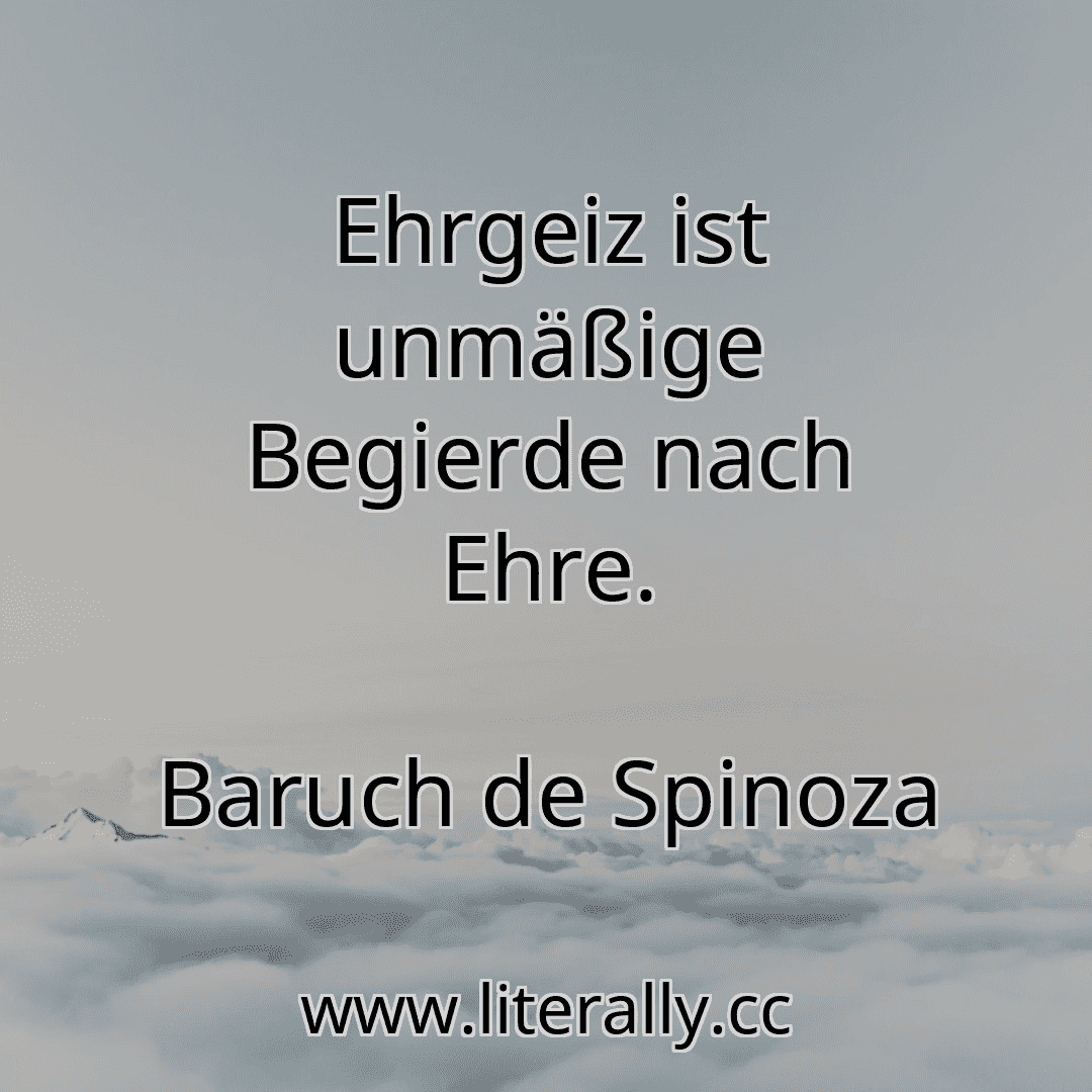 Ehrgeiz ist unmäßige Begierde nach Ehre.
Baruch de Spinoza
