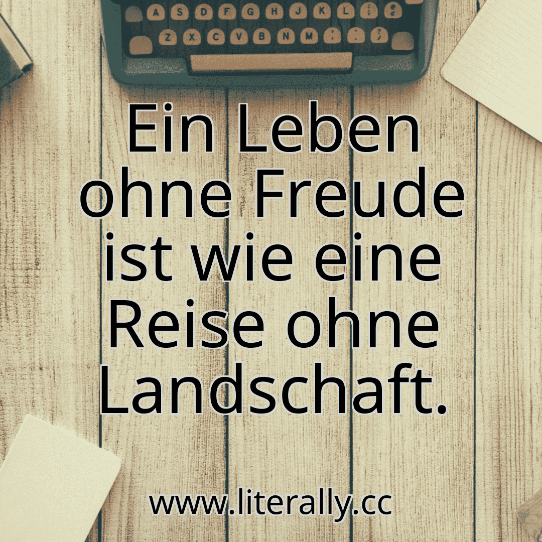 Ein Leben ohne Freude ist wie eine Reise ohne Landschaft.
