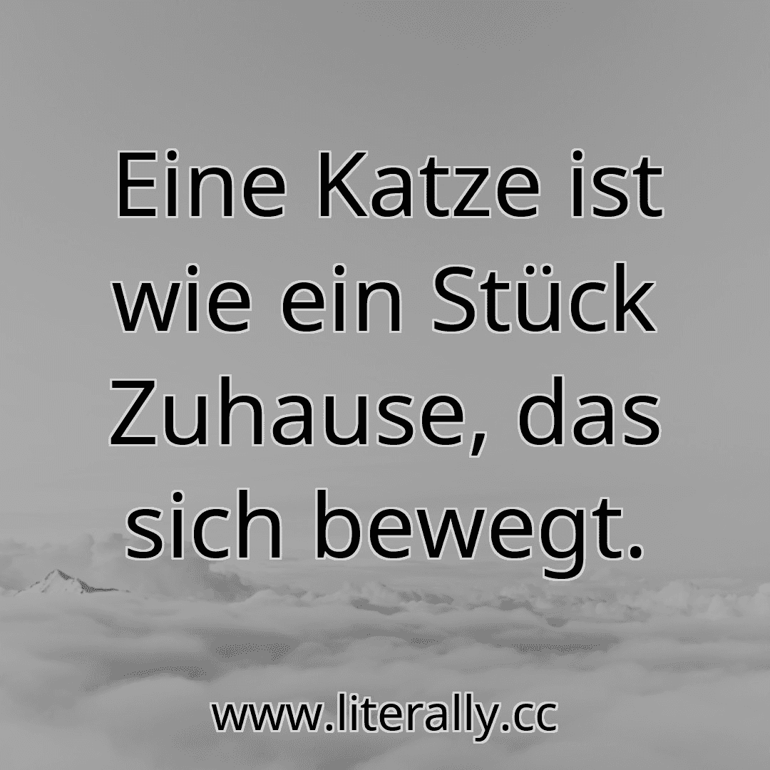 Eine Katze ist wie ein Stück Zuhause, das sich bewegt.
