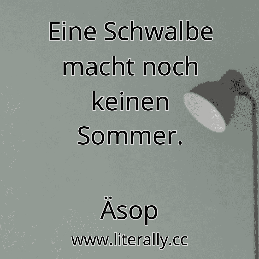 Eine Schwalbe macht noch keinen Sommer.
Äsop
