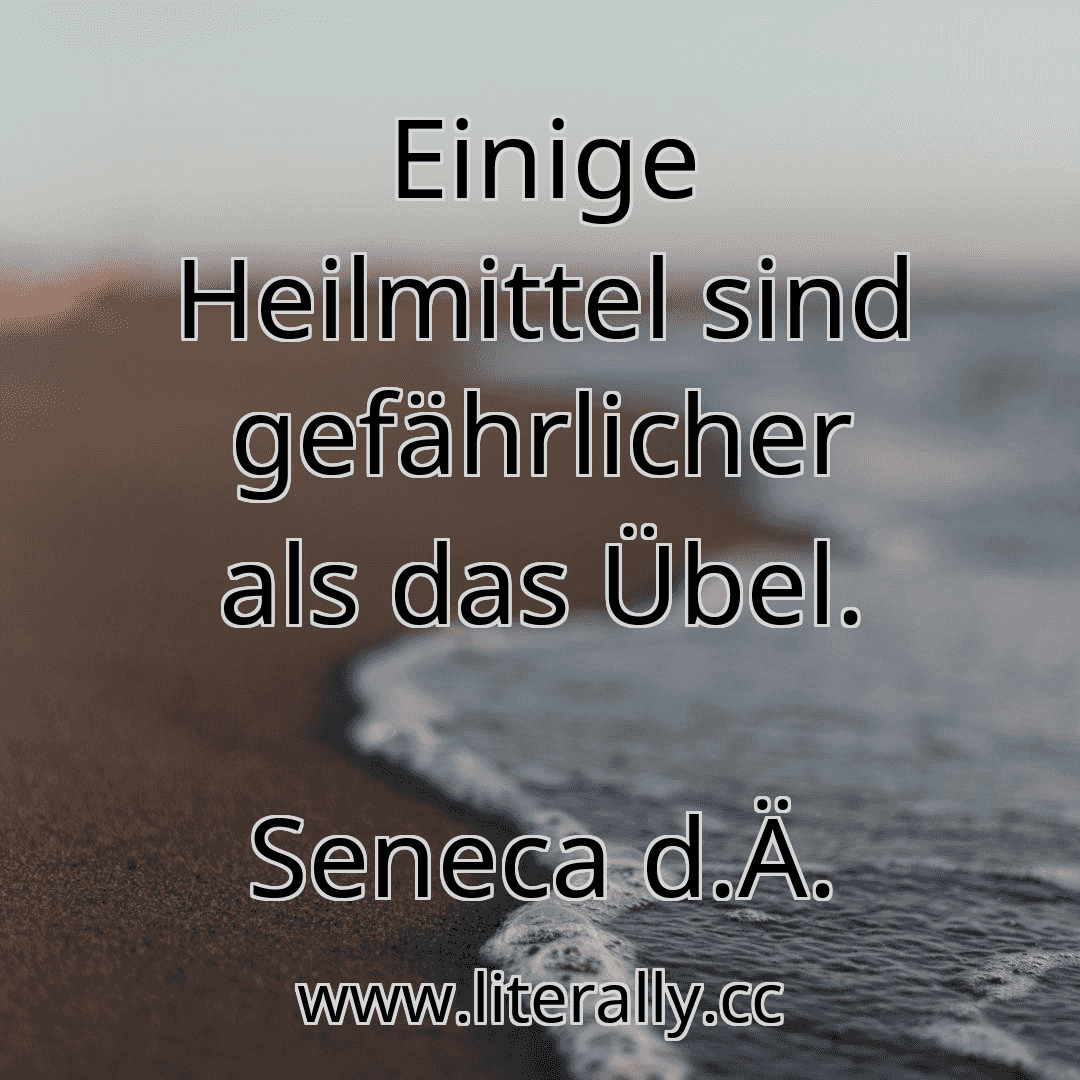 Einige Heilmittel sind gefährlicher als das Übel.
Seneca d.Ä.
