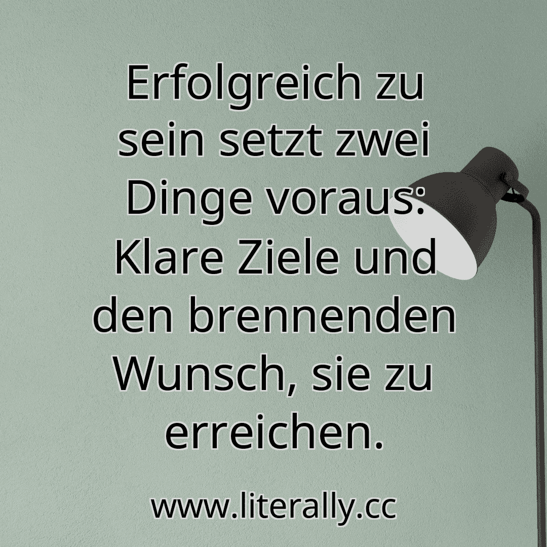 Erfolgreich zu sein setzt zwei Dinge voraus: Klare Ziele und den brennenden Wunsch, sie zu erreichen.

