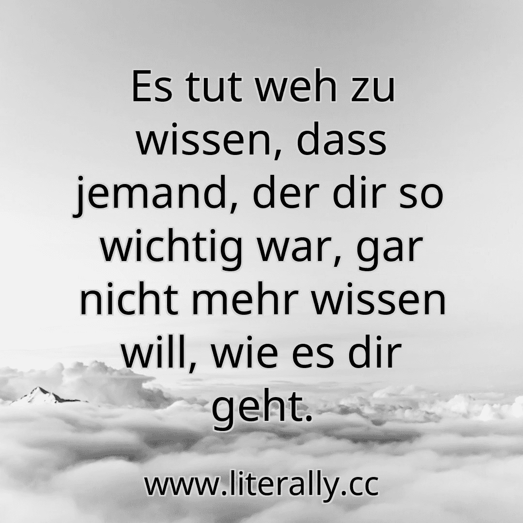Es tut weh zu wissen, dass jemand, der dir so wichtig war, gar nicht mehr wissen will, wie es dir geht.
