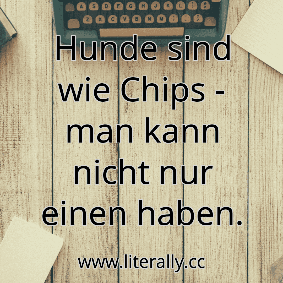 Hunde sind wie Chips - man kann nicht nur einen haben.

