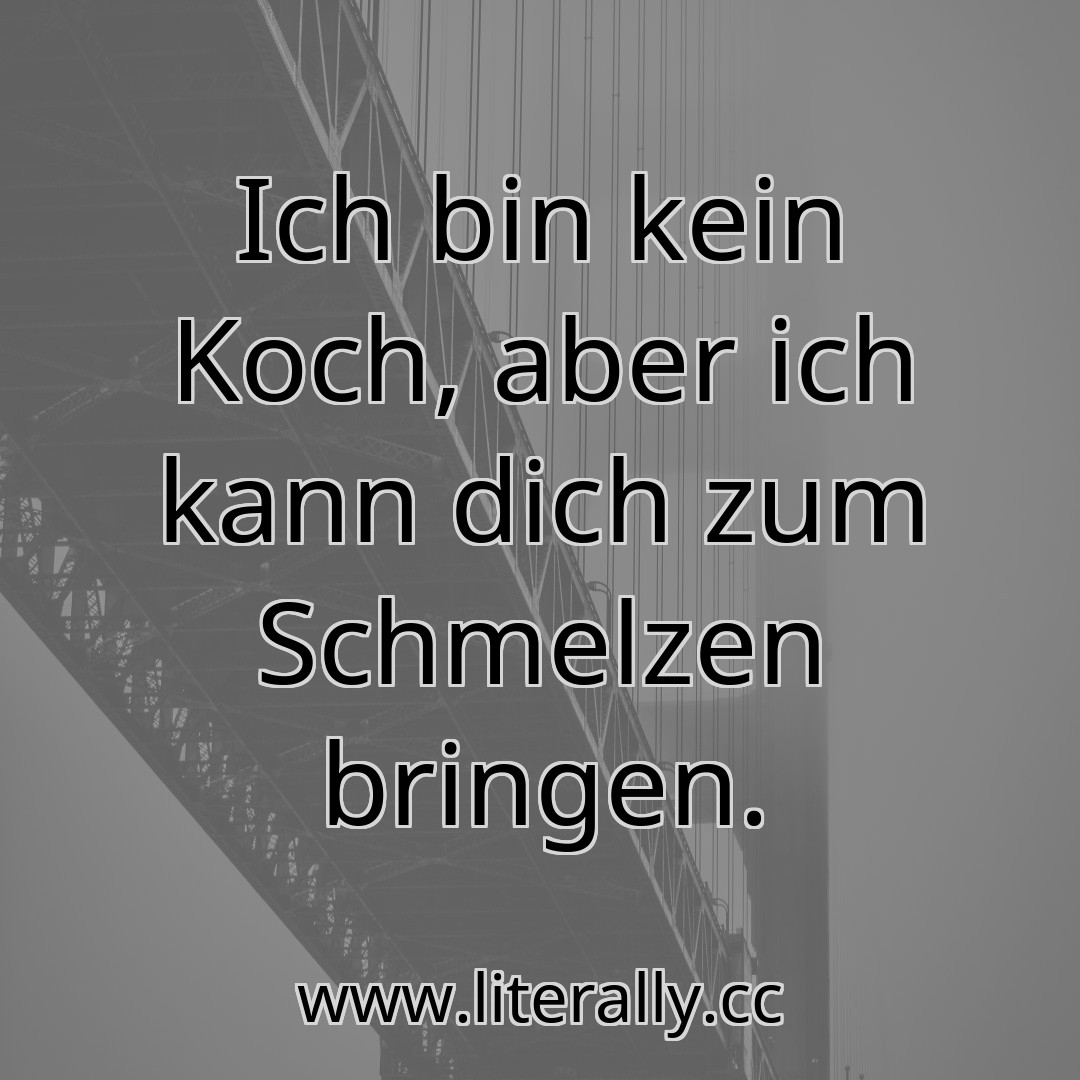 Ich bin kein Koch, aber ich kann dich zum Schmelzen bringen.
