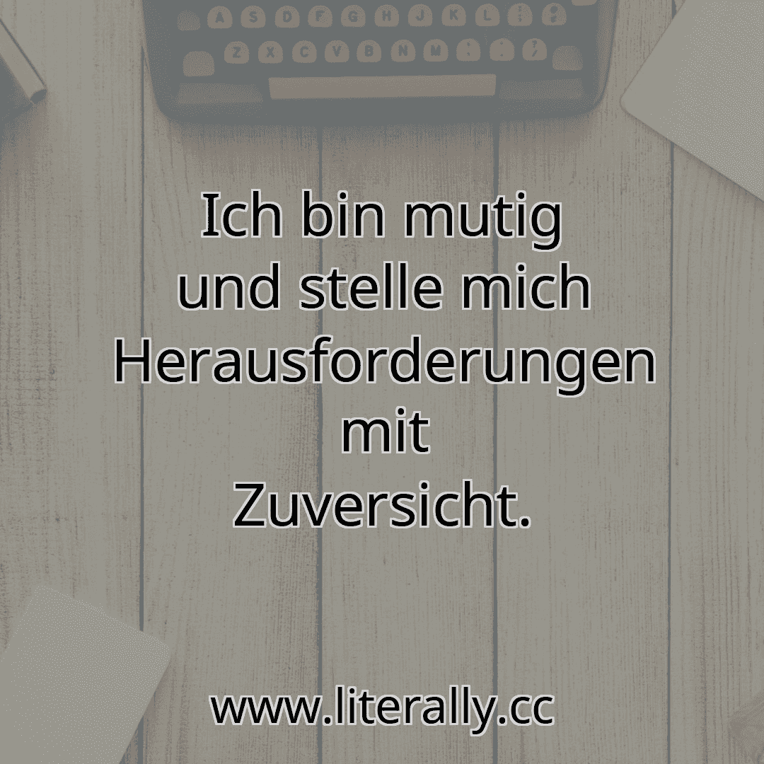 Ich bin mutig und stelle mich Herausforderungen mit Zuversicht.
