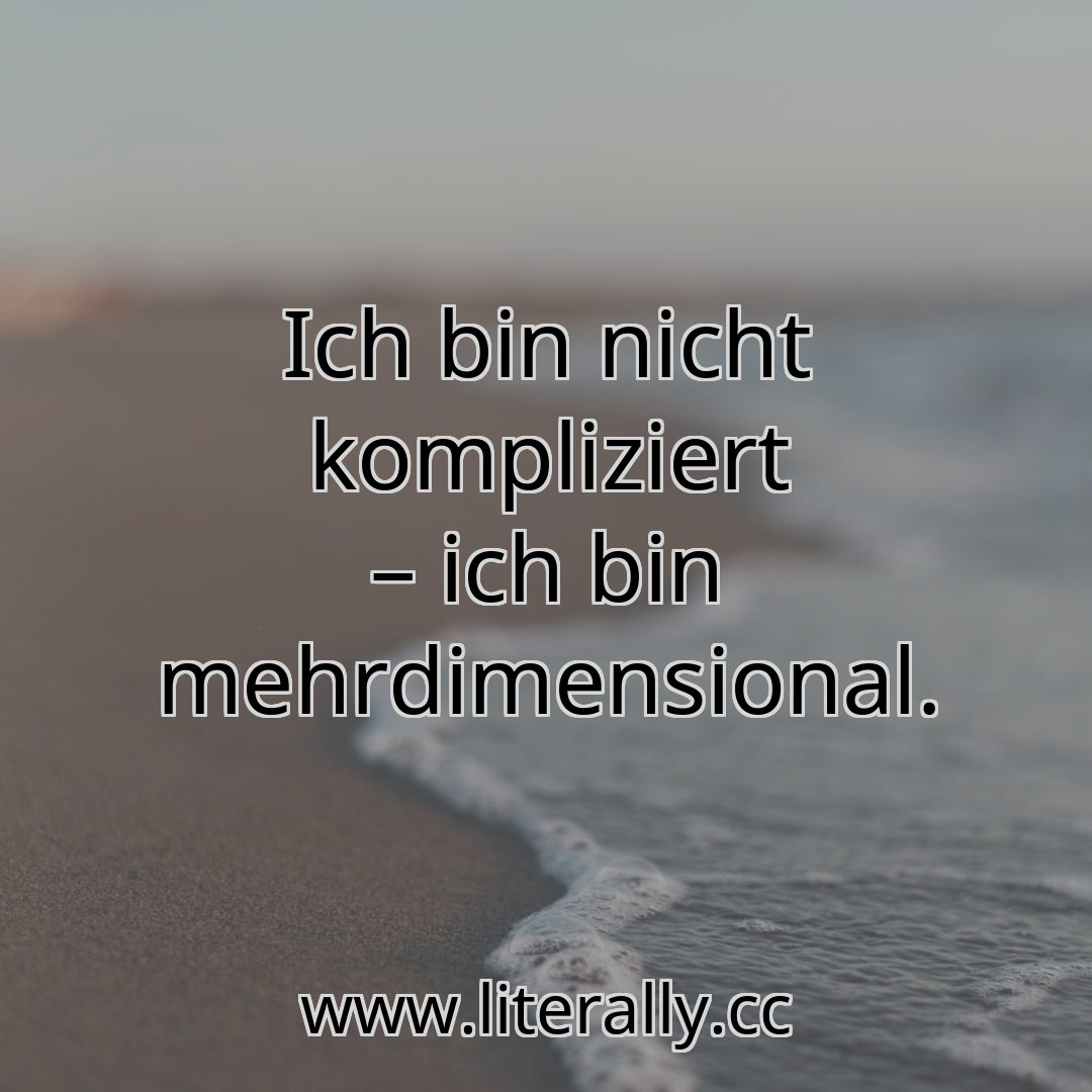 Ich bin nicht kompliziert – ich bin mehrdimensional.
