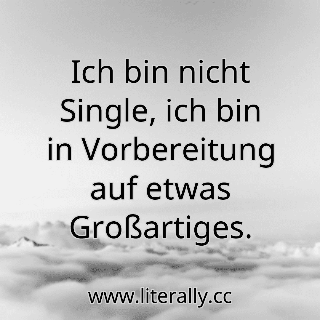 Ich bin nicht Single, ich bin in Vorbereitung auf etwas Großartiges.
