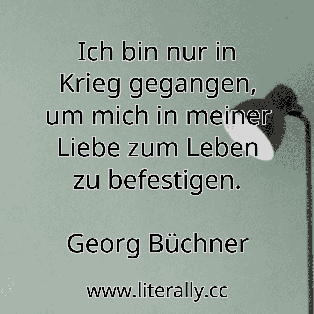Ich bin nur in Krieg gegangen, um mich in meiner Liebe zum Leben zu befestigen.
Georg Büchner
