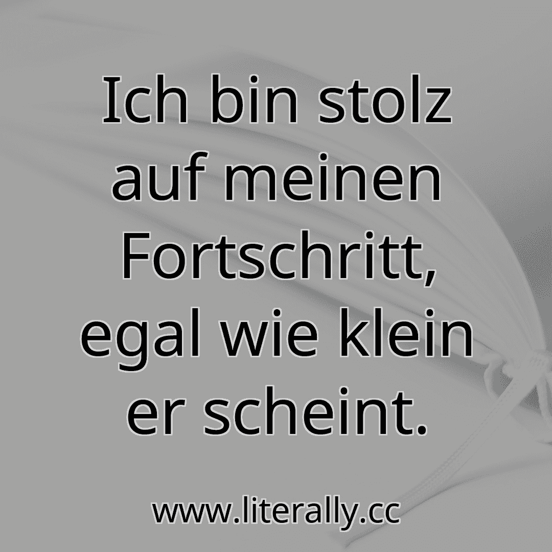Ich bin stolz auf meinen Fortschritt, egal wie klein er scheint.

