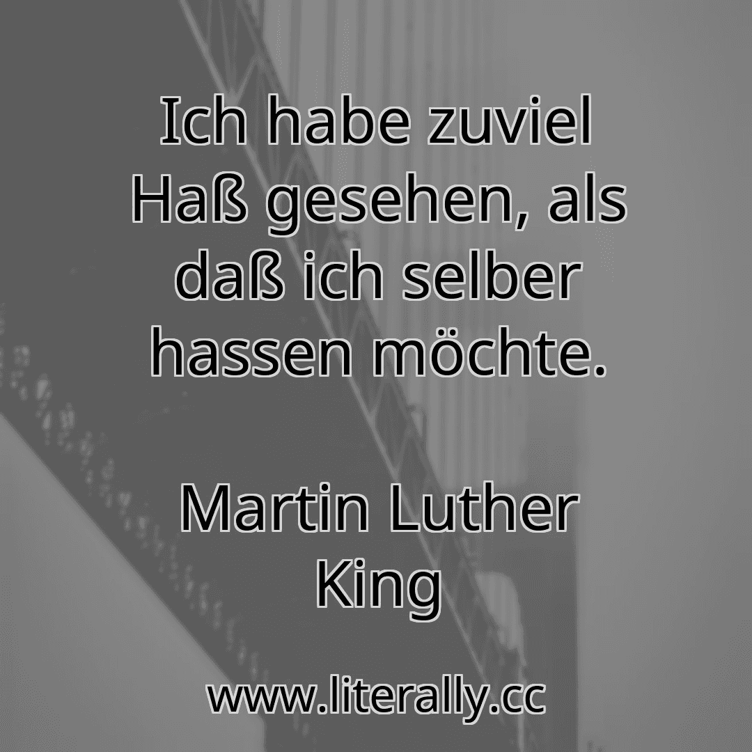 Ich habe zuviel Haß gesehen, als daß ich selber hassen möchte.
Martin Luther King
