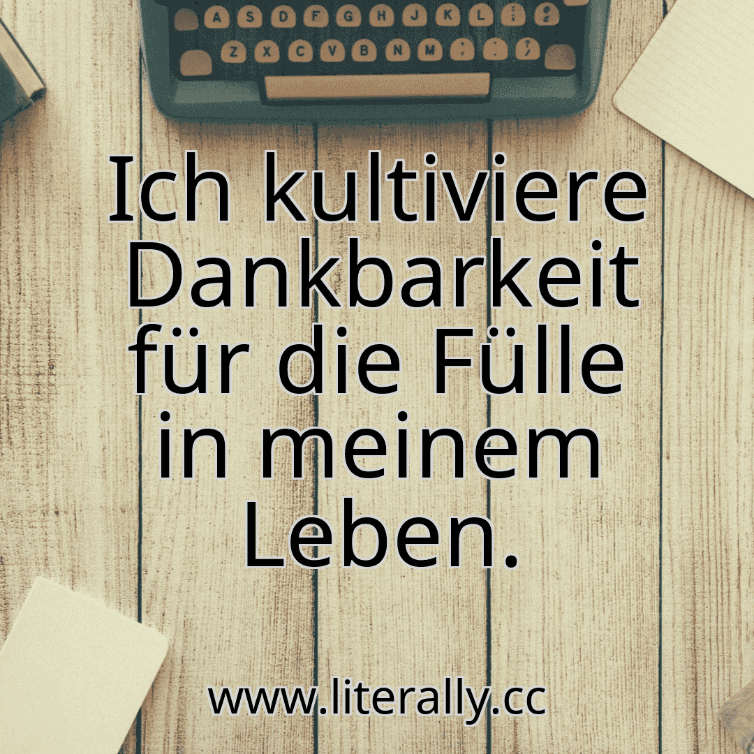 Ich kultiviere Dankbarkeit für die Fülle in meinem Leben.
