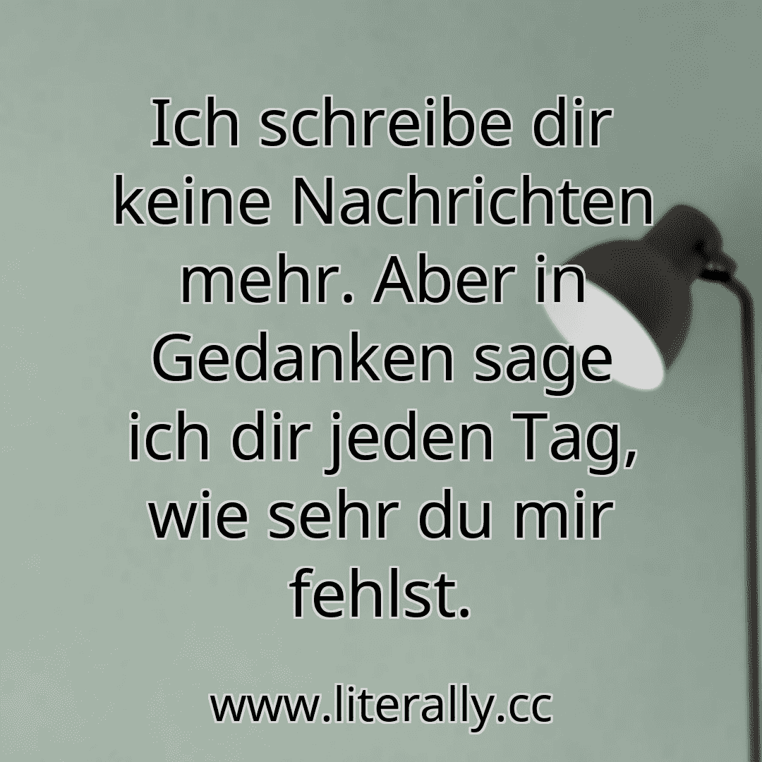 Ich schreibe dir keine Nachrichten mehr. Aber in Gedanken sage ich dir jeden Tag, wie sehr du mir fehlst.

