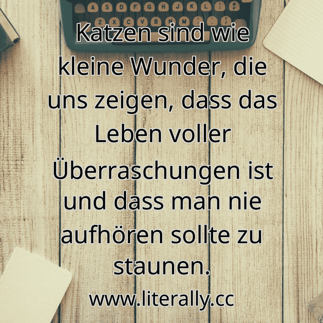 Katzen sind wie kleine Wunder, die uns zeigen, dass das Leben voller Überraschungen ist und dass man nie aufhören sollte zu staunen.
