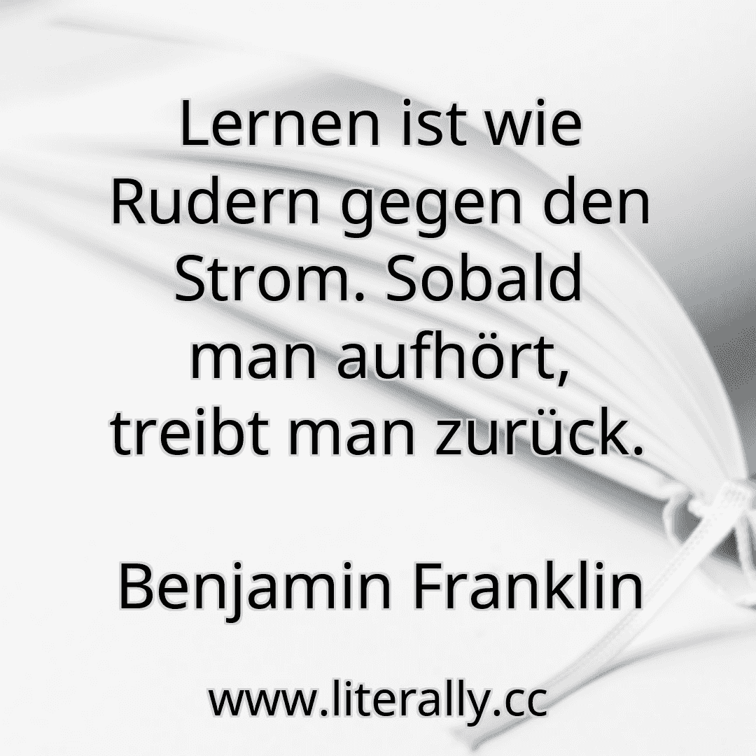 Lernen ist wie Rudern gegen den Strom. Sobald man aufhört, treibt man zurück.
Benjamin Franklin
