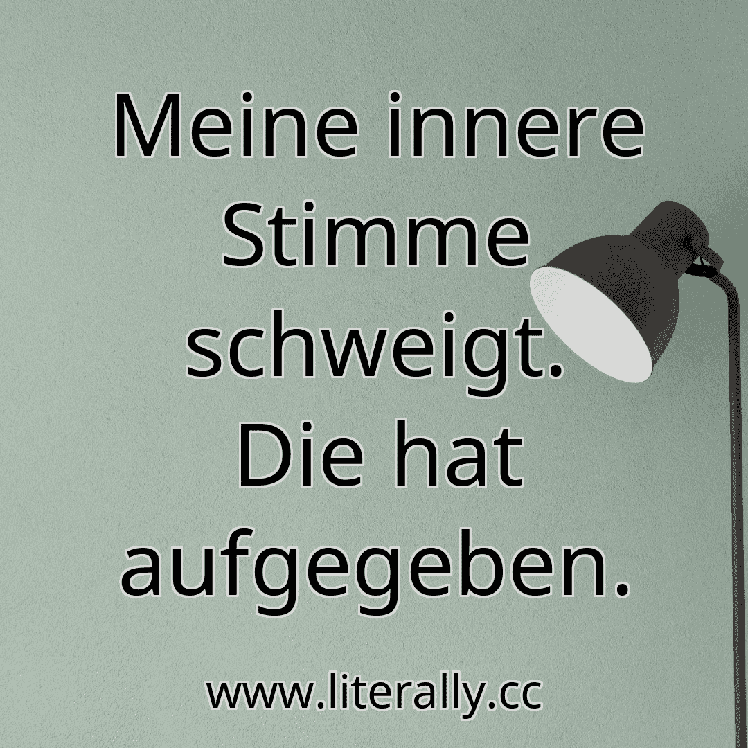 Meine innere Stimme schweigt. Die hat aufgegeben.
