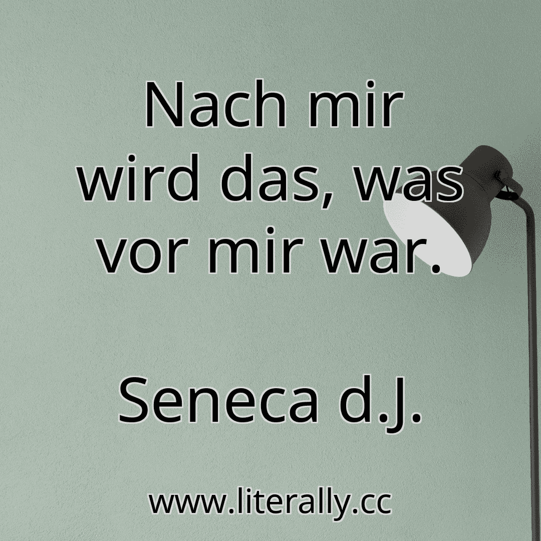 Nach mir wird das, was vor mir war.
Seneca d.J.
