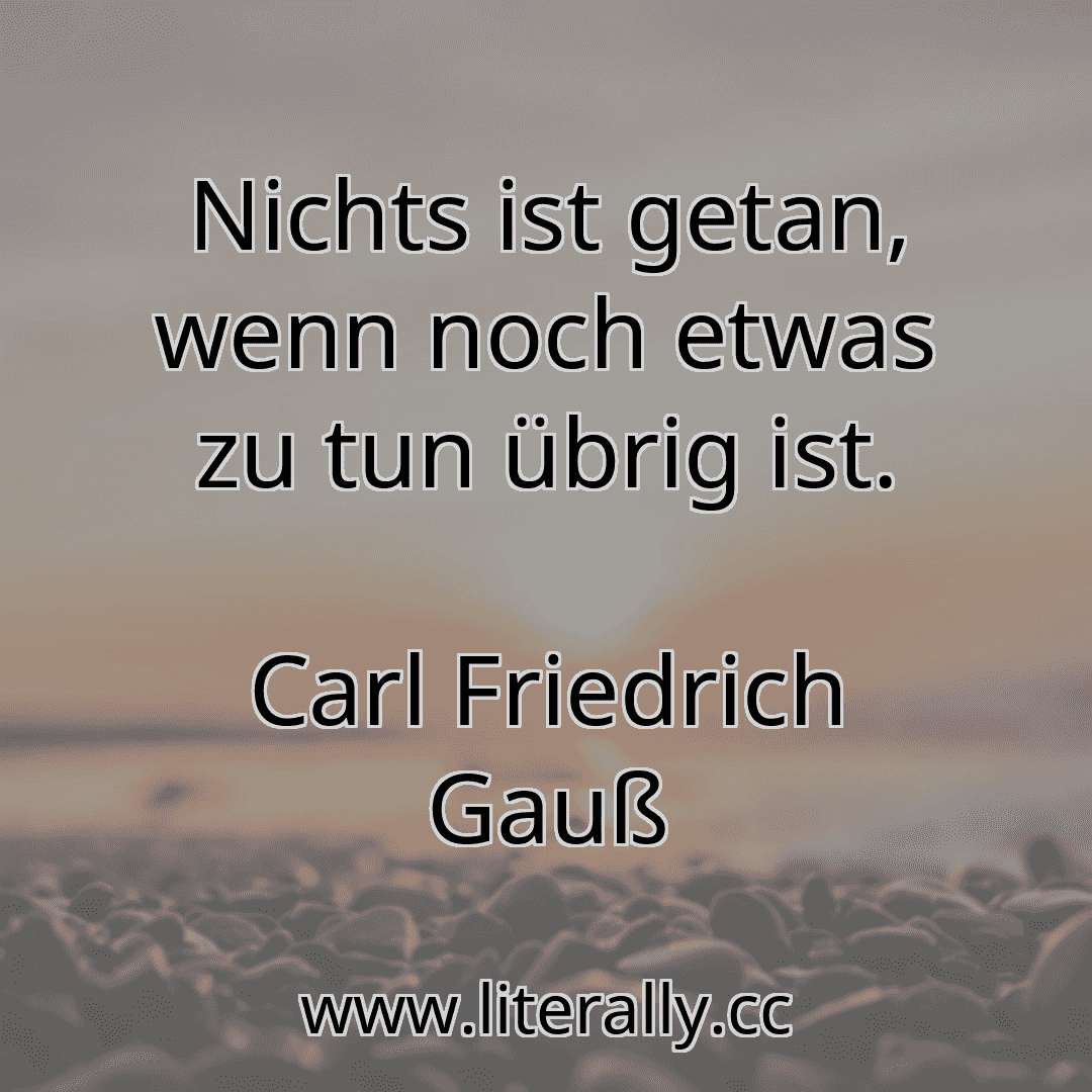 Nichts ist getan, wenn noch etwas zu tun übrig ist.
Carl Friedrich Gauß
