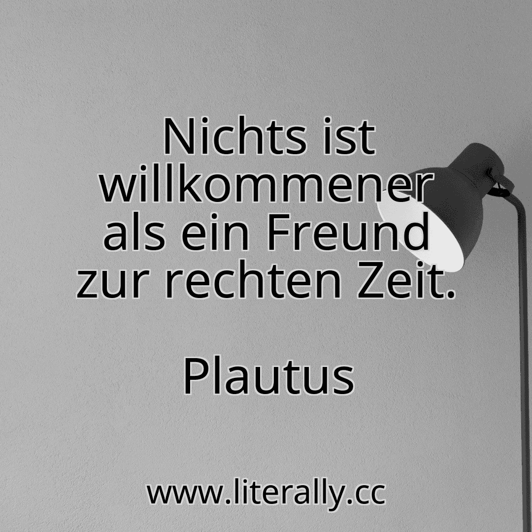 Nichts ist willkommener als ein Freund zur rechten Zeit.
Plautus
