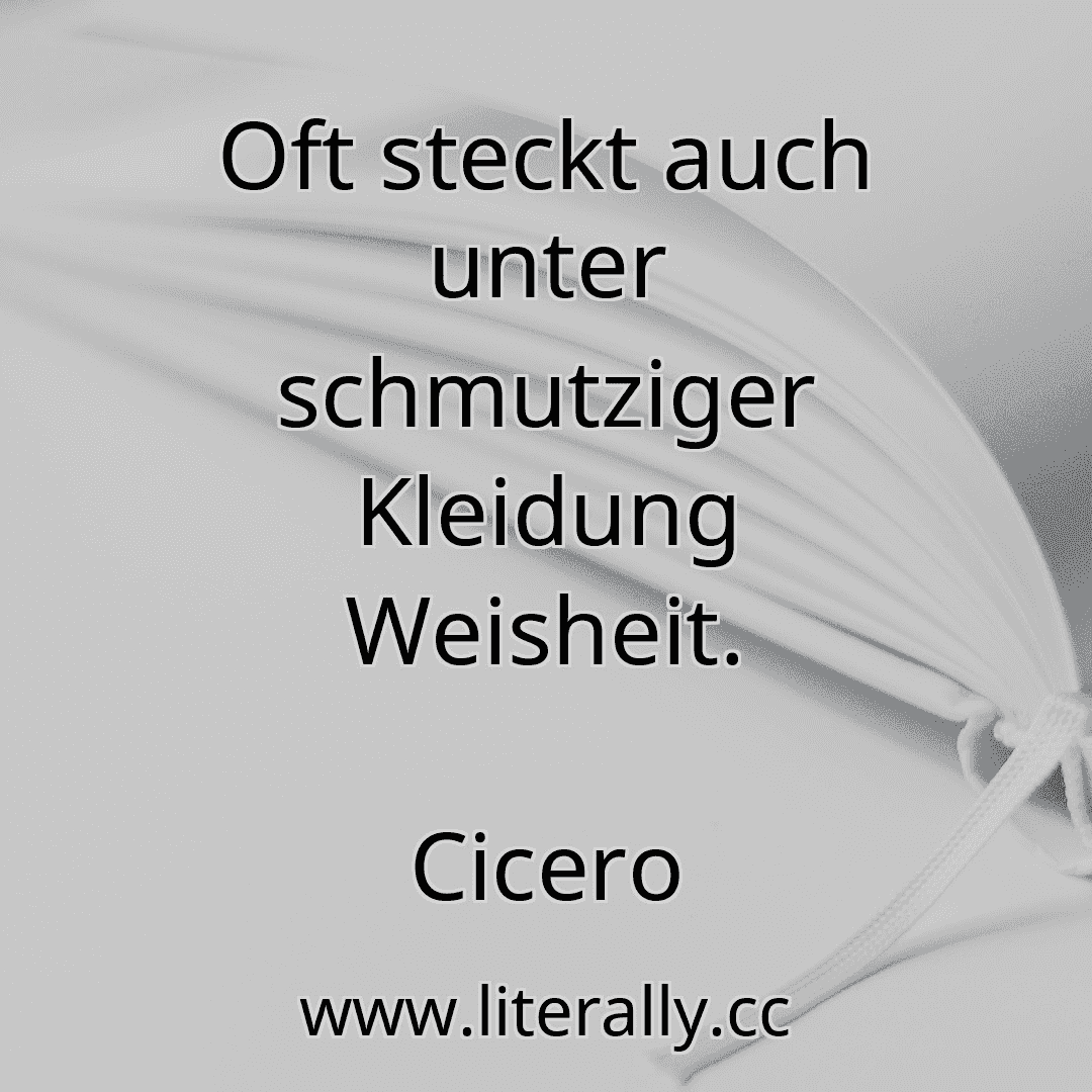 Oft steckt auch unter schmutziger Kleidung Weisheit.
Cicero
