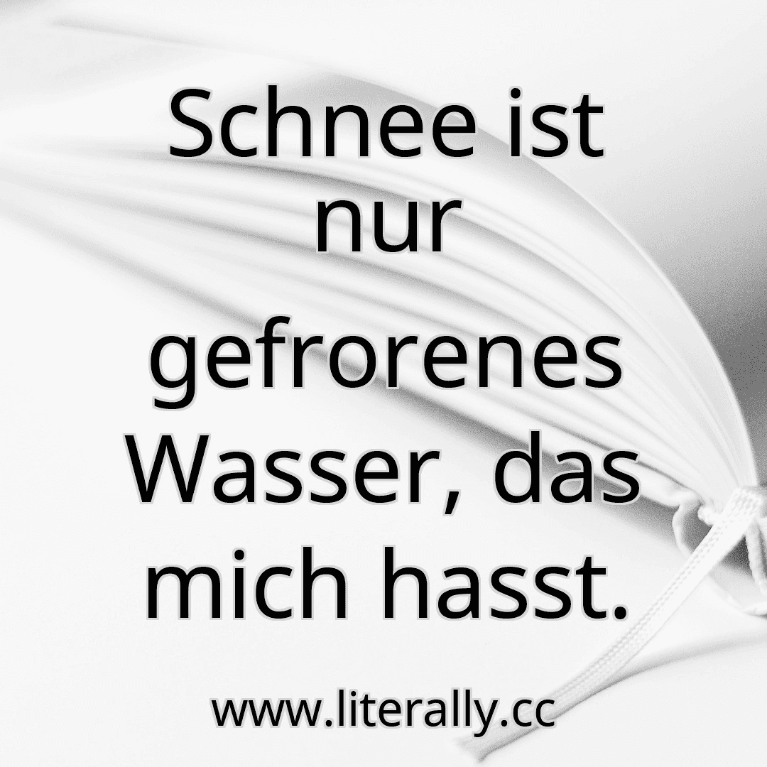 Schnee ist nur gefrorenes Wasser, das mich hasst.
