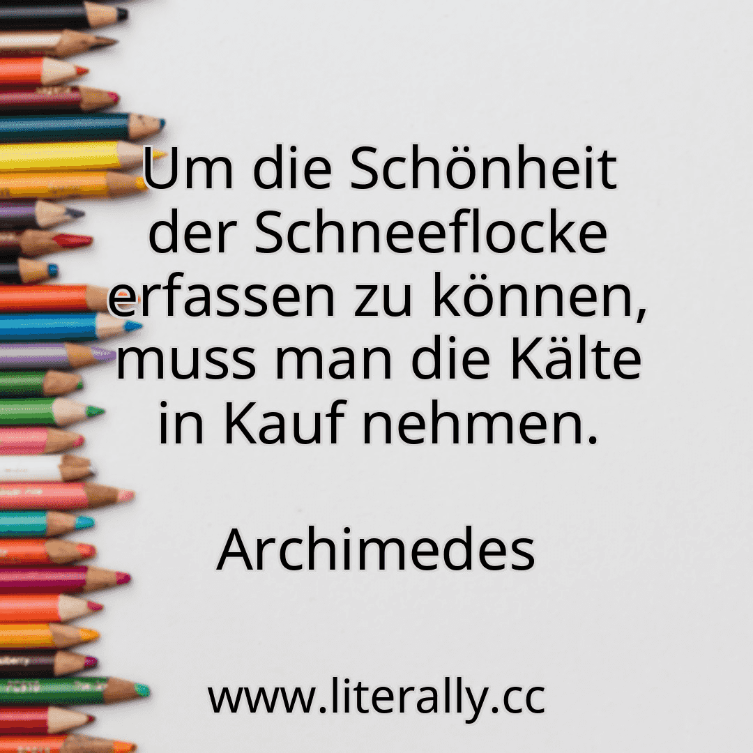 Um die Schönheit der Schneeflocke erfassen zu können, muss man die Kälte in Kauf nehmen.
Archimedes
