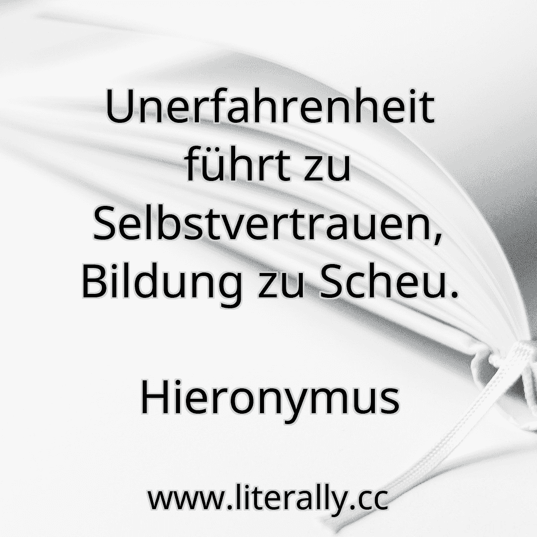 Unerfahrenheit führt zu Selbstvertrauen, Bildung zu Scheu.
Hieronymus
