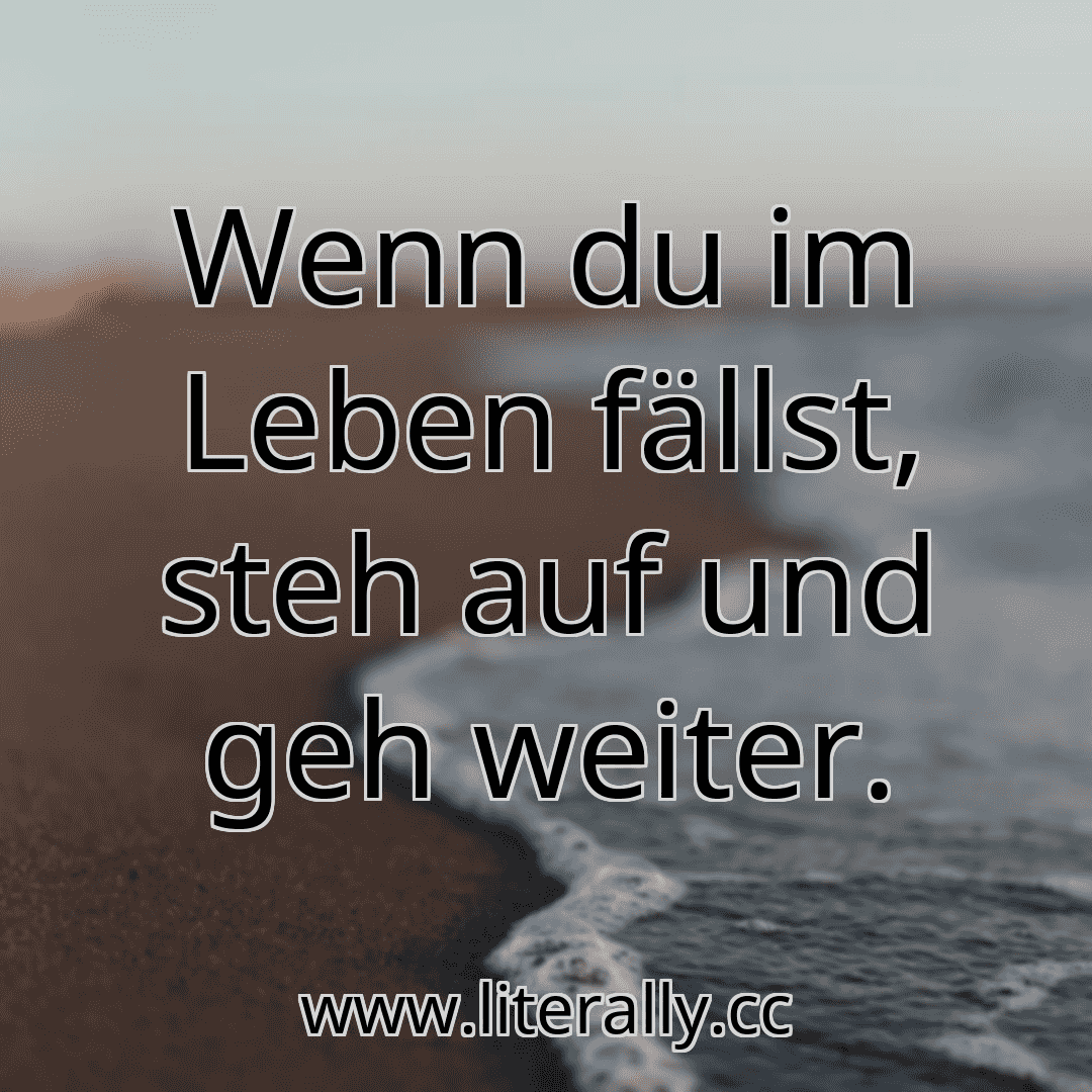 Wenn du im Leben fällst, steh auf und geh weiter.
