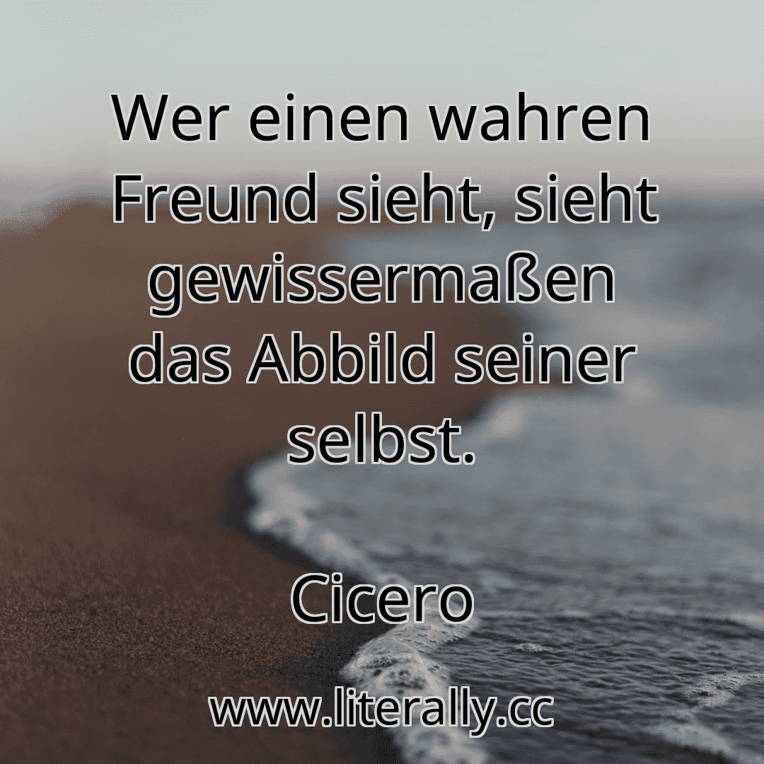 Wer einen wahren Freund sieht, sieht gewissermaßen das Abbild seiner selbst.
Cicero
