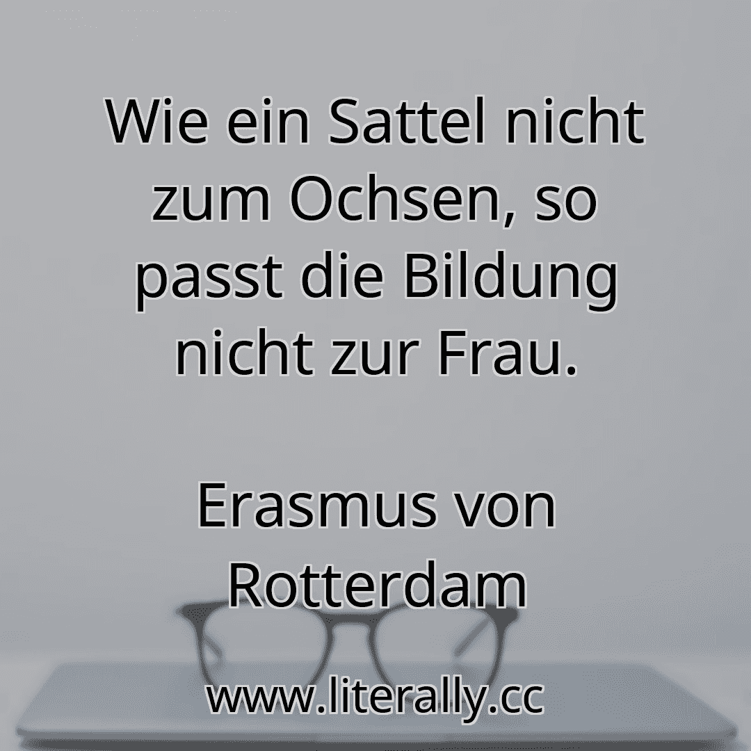 Wie ein Sattel nicht zum Ochsen, so passt die Bildung nicht zur Frau.
Erasmus von Rotterdam
