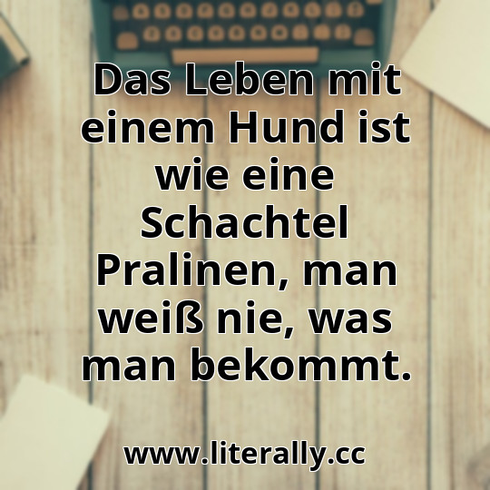 Das Leben mit einem Hund ist wie eine Schachtel Pralinen, man weiß nie, was man bekommt.
