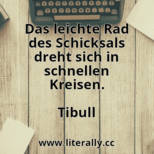 Das leichte Rad des Schicksals dreht sich in schnellen Kreisen.
Tibull
