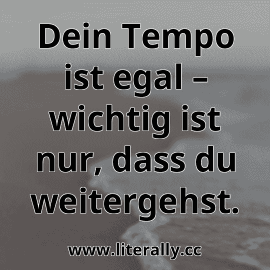 Dein Tempo ist egal – wichtig ist nur, dass du weitergehst.

