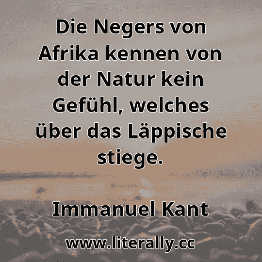 Die Negers von Afrika kennen von der Natur kein Gefühl, welches über das Läppische stiege.
Immanuel Kant
