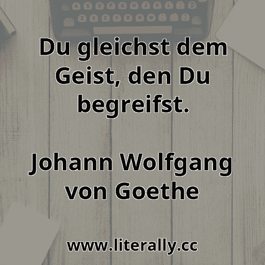 Du gleichst dem Geist, den Du begreifst.
Johann Wolfgang von Goethe
