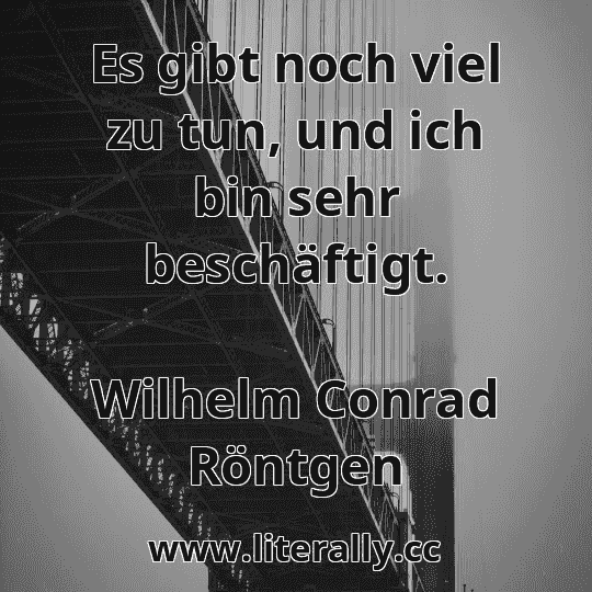 Es gibt noch viel zu tun, und ich bin sehr beschäftigt.
Wilhelm Conrad Röntgen
