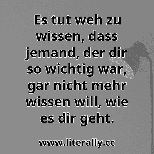 Es tut weh zu wissen, dass jemand, der dir so wichtig war, gar nicht mehr wissen will, wie es dir geht.
