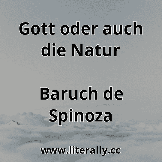 Gott oder auch die Natur
Baruch de Spinoza
