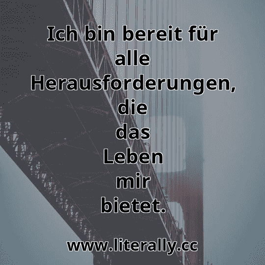 Ich bin bereit für alle Herausforderungen, die das Leben mir bietet.
