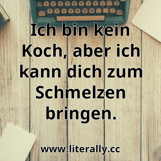 Ich bin kein Koch, aber ich kann dich zum Schmelzen bringen.
Ich bin kein Koch, aber ich kann dich zum Schmelzen bringen.