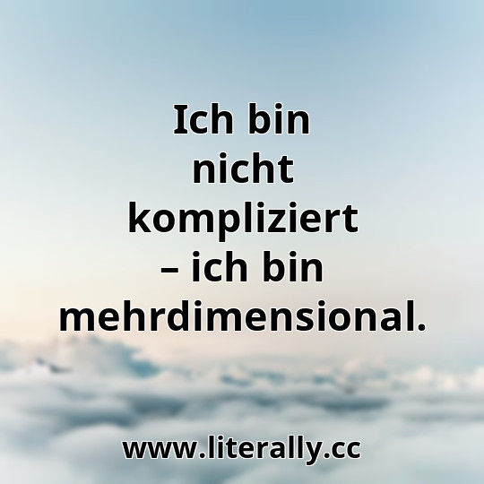 Ich bin nicht kompliziert – ich bin mehrdimensional.
