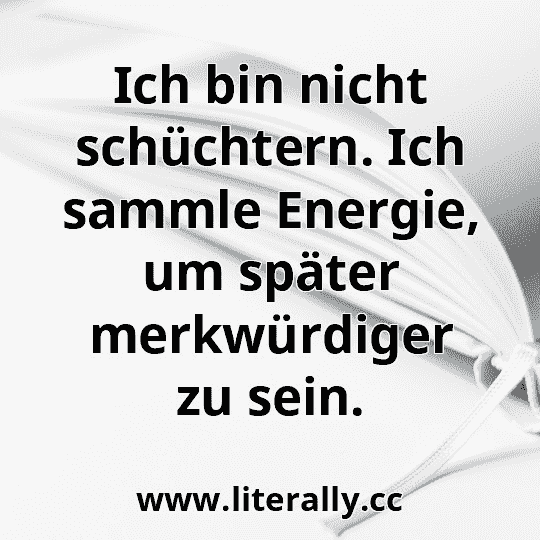 Ich bin nicht schüchtern. Ich sammle Energie, um später merkwürdiger zu sein.
