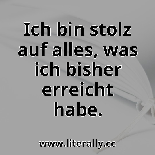 Ich bin stolz auf alles, was ich bisher erreicht habe.
