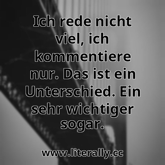 Ich rede nicht viel, ich kommentiere nur. Das ist ein Unterschied. Ein sehr wichtiger sogar.
