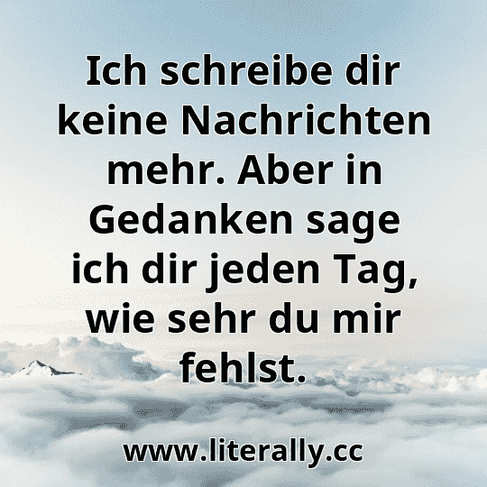 Ich schreibe dir keine Nachrichten mehr. Aber in Gedanken sage ich dir jeden Tag, wie sehr du mir fehlst.
