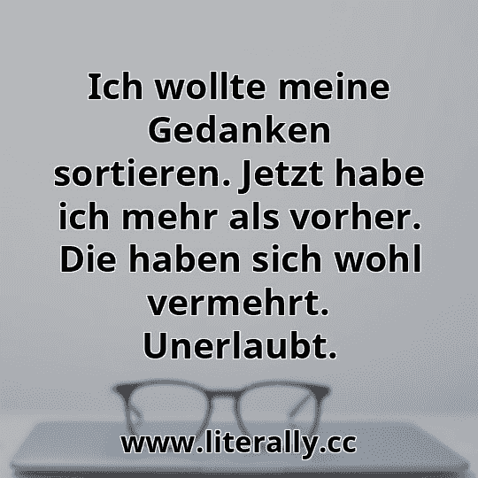 Ich wollte meine Gedanken sortieren. Jetzt habe ich mehr als vorher. Die haben sich wohl vermehrt. Unerlaubt.
